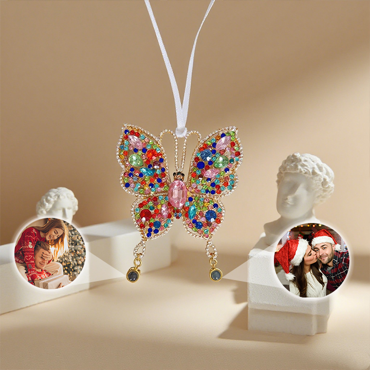 Custom Photo Projection Hanging Ornament Butterfly Projection Hanging Ornament Christmas Decoration
