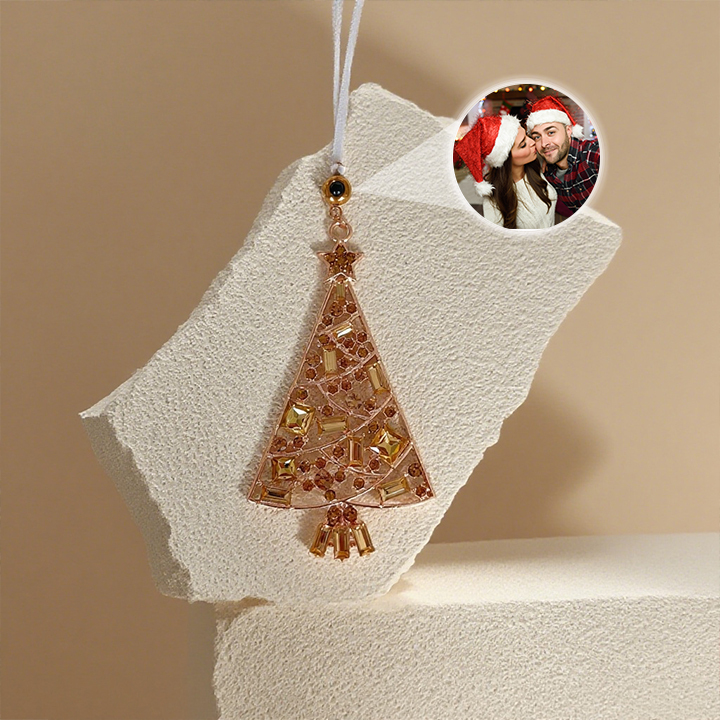 Custom Photo Ring Projection Pendant Retro  Christmas Tree Decoration for Christmas Gift