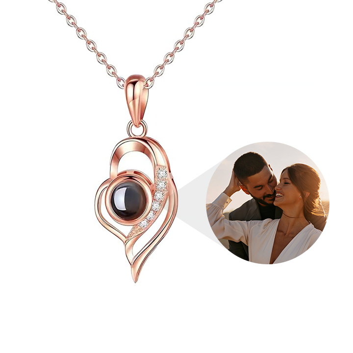 Personalized Photo Bracelet for Women Overlapping Hearts Projection Jewelry Romantic Couple Gift for Him/Her