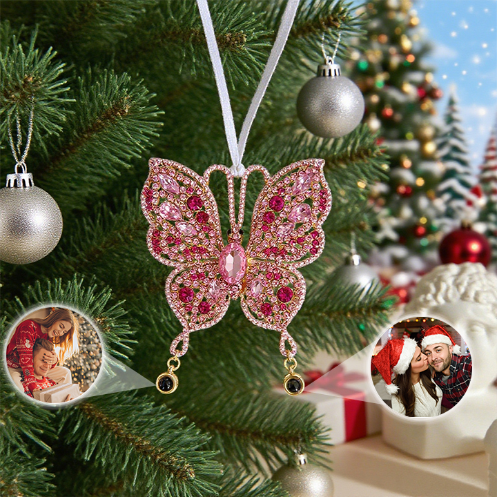 Custom Photo Projection Hanging Ornament Butterfly Projection Hanging Ornament Christmas Decoration
