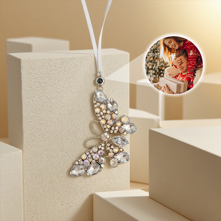 Customized Photo Projection Pendant Colorful Butterfly Projection Pendant Car Decoration Christmas Ornaments