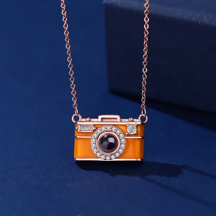 Custom Photo Projection Necklace for Women - Personalized Picture Pendant Jewelry Camera View Anniversary Birthday Gift for Women