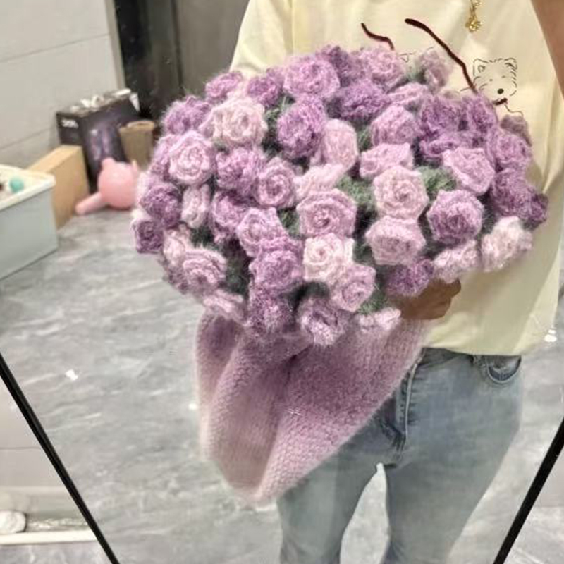 FINISHED Handmade Crochet Flower Dreamy Throw Blanket Bouquet Rose Bouquet Knitted Bouquet Ready-Made Blanket