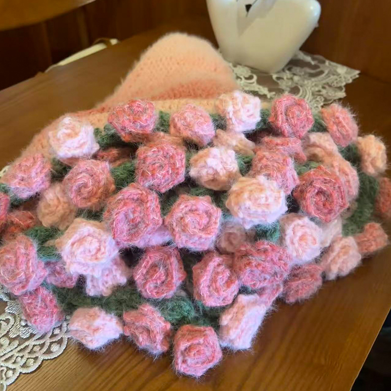 FINISHED Handmade Crochet Flower Dreamy Throw Blanket Bouquet Rose Bouquet Knitted Bouquet Ready-Made Blanket