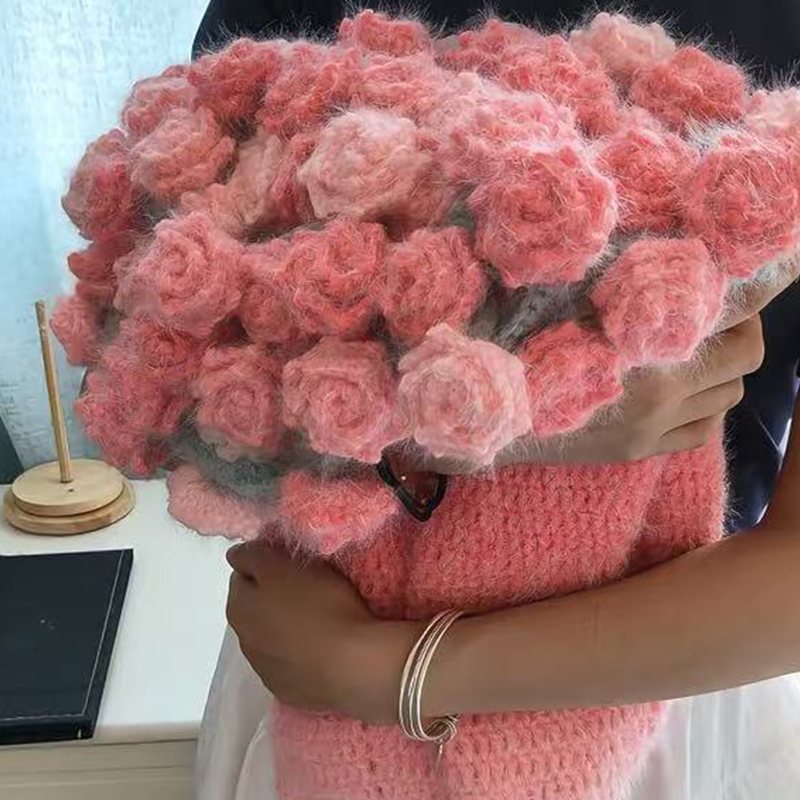 FINISHED Handmade Crochet Flower Dreamy Throw Blanket Bouquet Rose Bouquet Knitted Bouquet Ready-Made Blanket