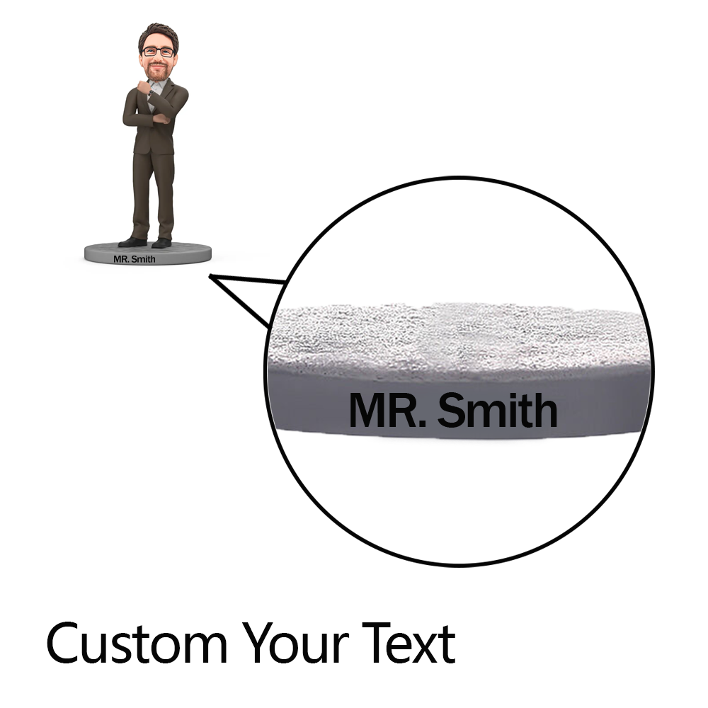 Fully Customizable Man And Pet Custom Bobblehead with Engraved Text