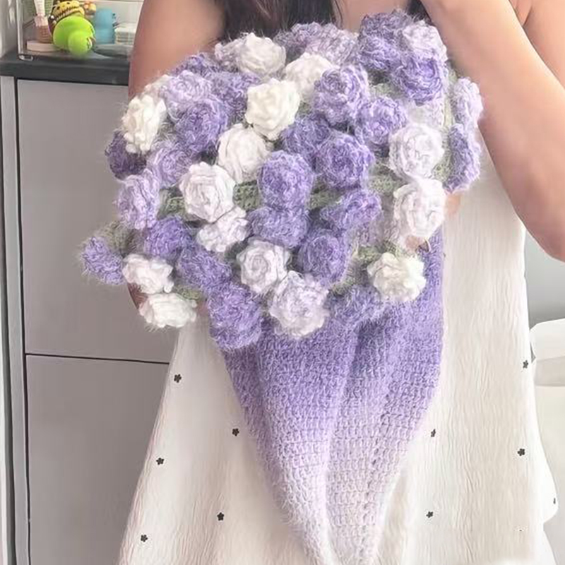 FINISHED Handmade Crochet Flower Dreamy Throw Blanket Bouquet Rose Bouquet Knitted Bouquet Ready-Made Blanket