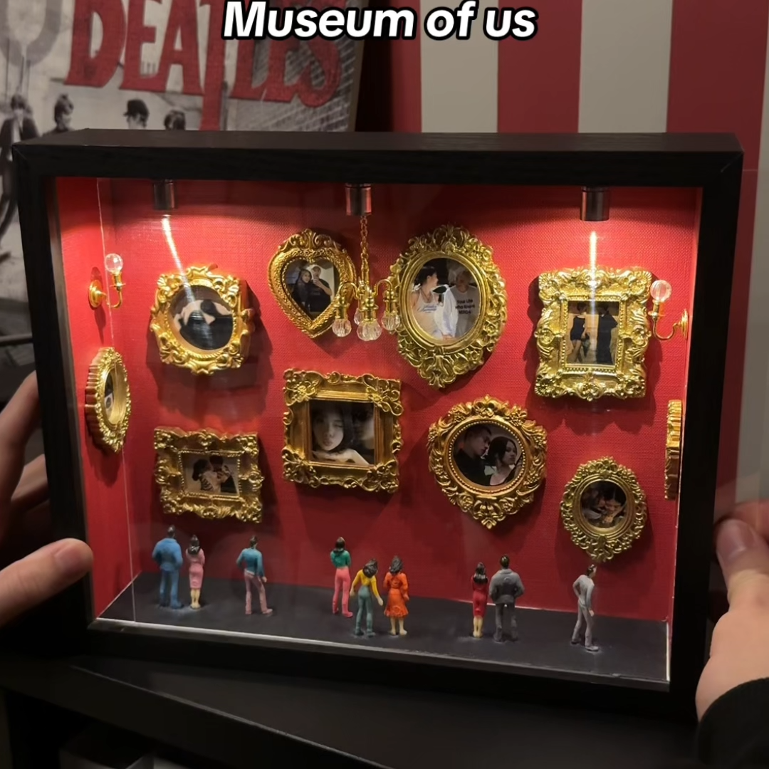Museum of Us Frame Custom Miniature Retro Photo Frame Gallery Wooden Light Frame DIY Gift for Couple Valentine's Day Gifts