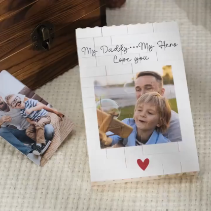 Personalised Brick Photo Block Custom Photo Building Block DIY Brick Love You Daddy Gift for Dad