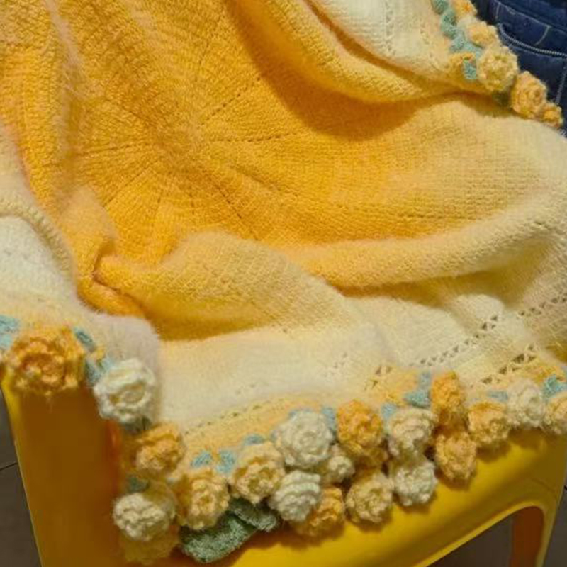 FINISHED Handmade Crochet Flower Dreamy Throw Blanket Bouquet Rose Bouquet Knitted Bouquet Ready-Made Blanket