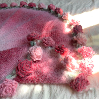FINISHED Handmade Crochet Flower Dreamy Throw Blanket Bouquet Rose Bouquet Knitted Bouquet Ready-Made Blanket