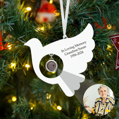 Personalized Photo Projection Memorial Ornament to Remember a Lost Family Member with Text Engraved