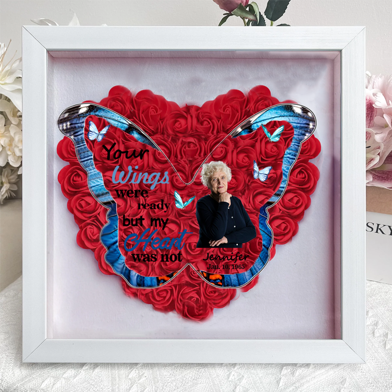 Personalized Name and Birthdate Butterfly Flower Shadow Box Rose Frame Mother’s Day Gift for Mom, Grandma, Nana
