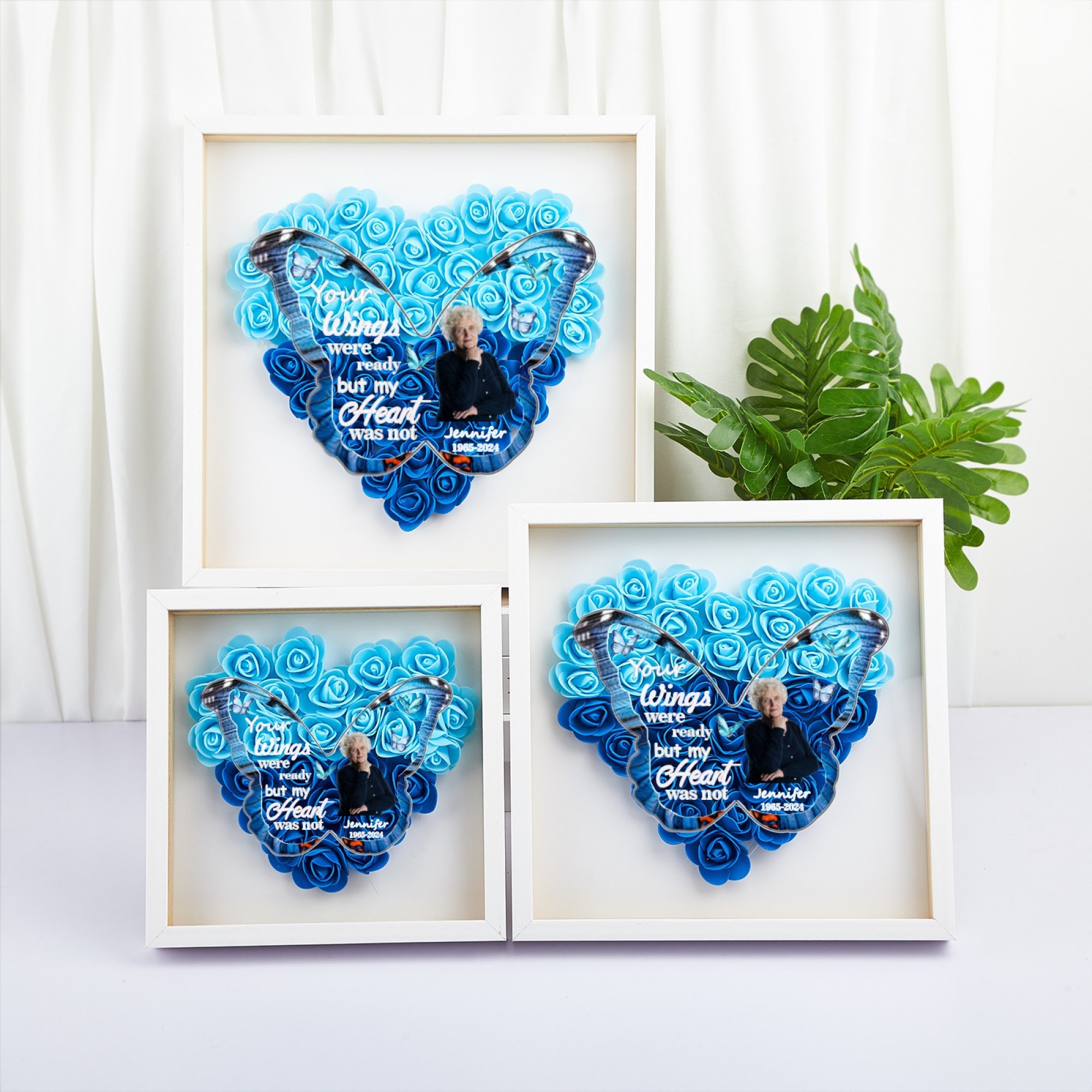 Personalized Name and Birthdate Butterfly Flower Shadow Box Rose Frame Mother’s Day Gift for Mom, Grandma, Nana