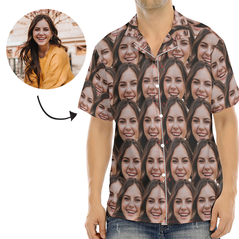 Custom Photo Girlfriend Face Hawaiian Shirts Couple Gifts