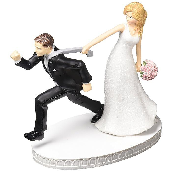 The Groom Ran Away Custom Wedding Bobblehead with Engraved Text
