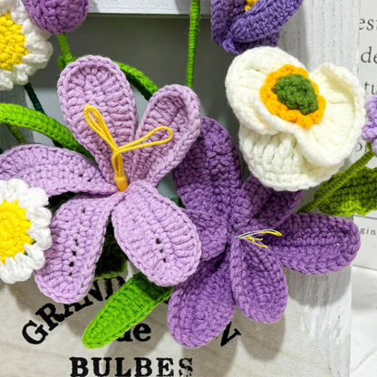 Handmade Weave Flowers Phote Frame Decoration Sunflower Tulip Daisy 15 Flowers Set Anniversary Gift for Her