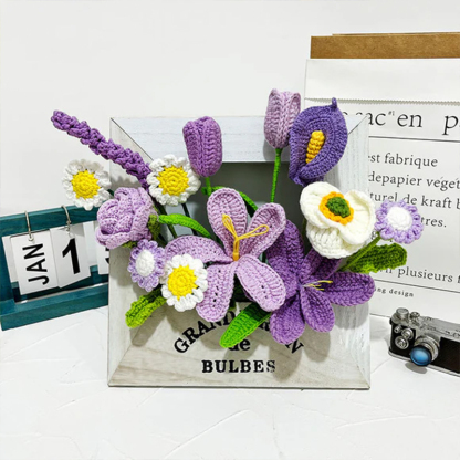 Handmade Weave Flowers Phote Frame Decoration Sunflower Tulip Daisy 15 Flowers Set Anniversary Gift for Her