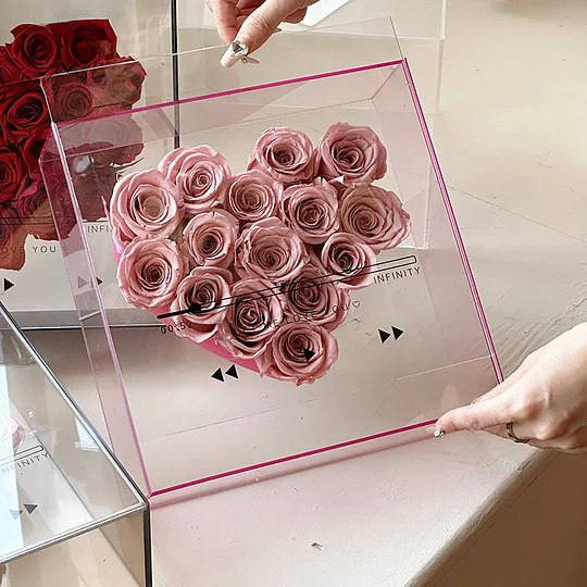 Preserved Flower Love's CD Transparent Acrylic Rose Flower Box Romantic Anniversary Gift For Girlfriend