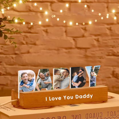 Personalized Photo Collage Night Light Custom Text Photo Led Lamp Fathers Day Gifts for Grandpa