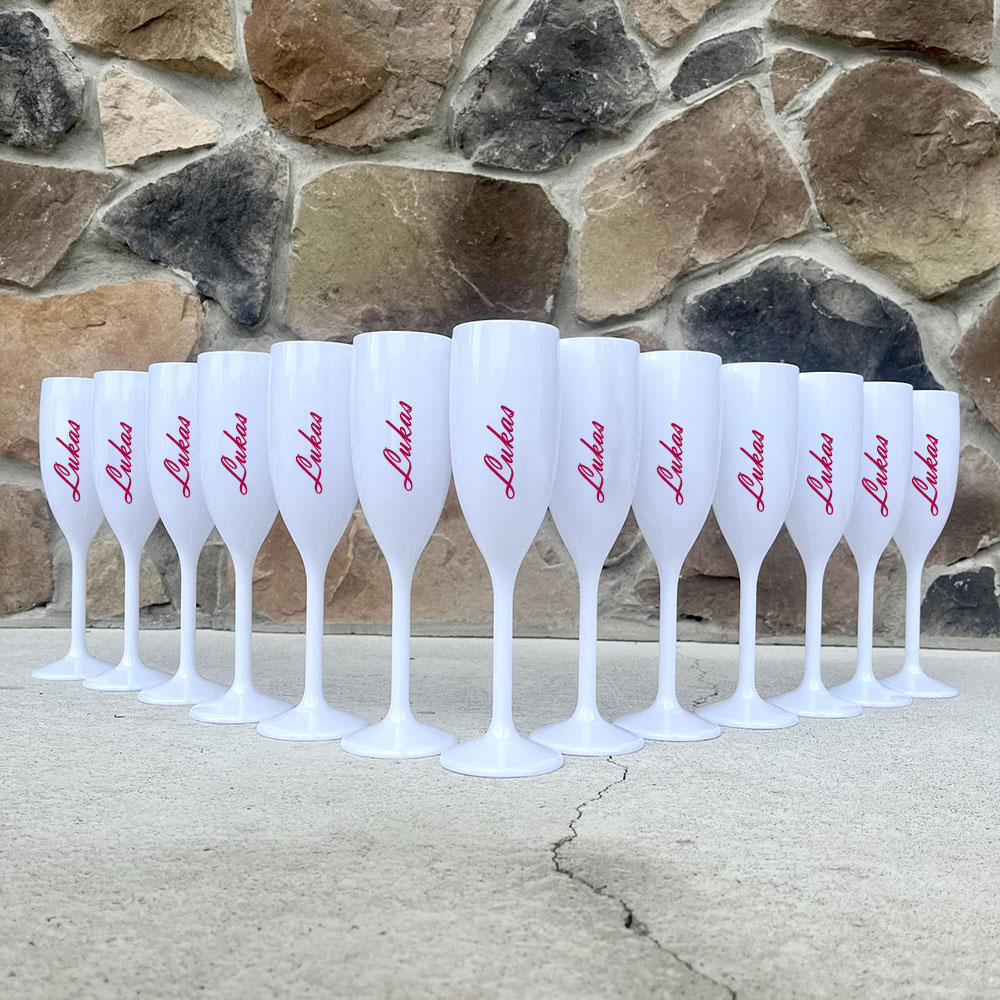 Personalize Name White Champagne Flutes Wedding Party Toasting Glasses Bridal Shower Wedding Glasses for Brides and Bridesmaids