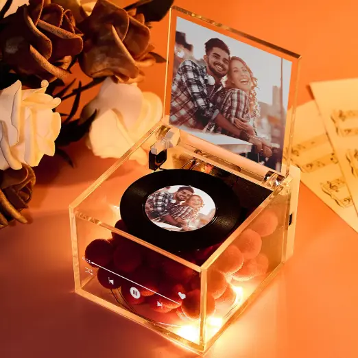 Custom Photo and Music Player Can Play Whole Song with Light Personalized Music Acrylic Box