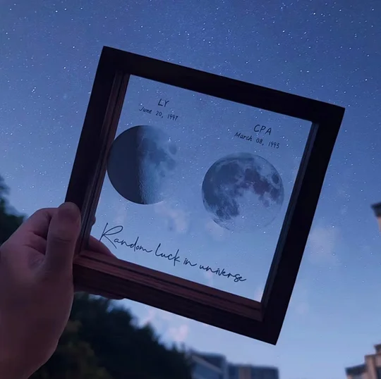 Custom Birth Moon Phases LED Light Frame Personalized Moon Night Light Gifts for Lovers