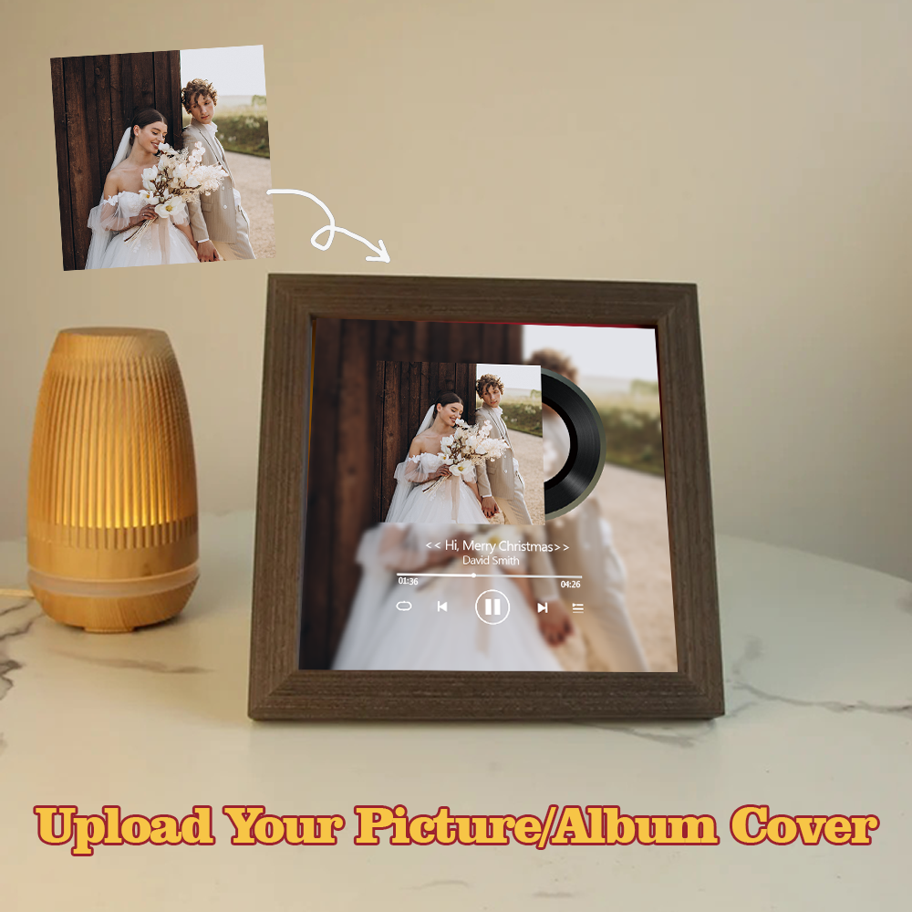 Custom Music Frame with Music Album Cover Vinyl Records or Personalized Photo (Can Play Music)