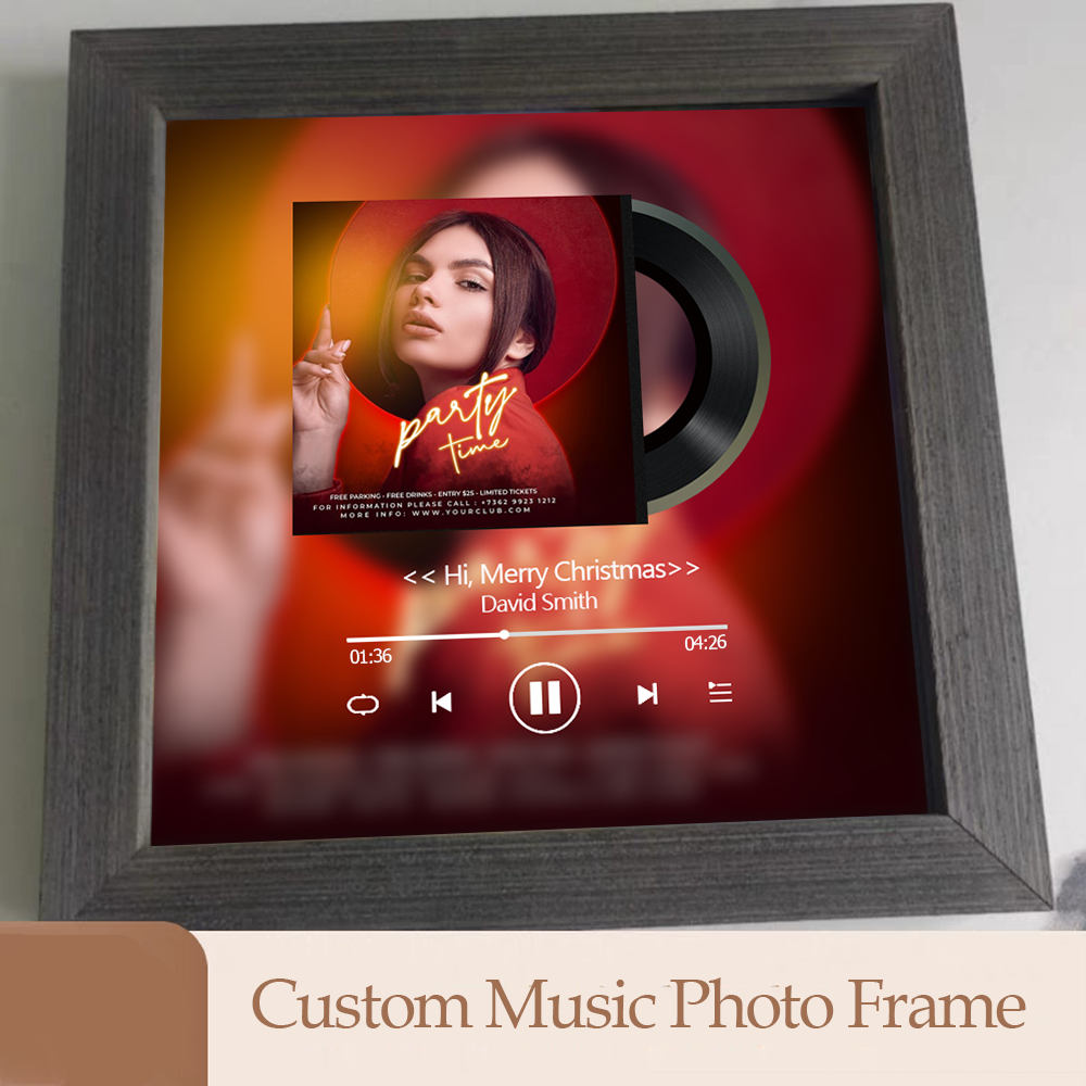 Custom Music Frame with Music Album Cover Vinyl Records or Personalized Photo (Can Play Music)