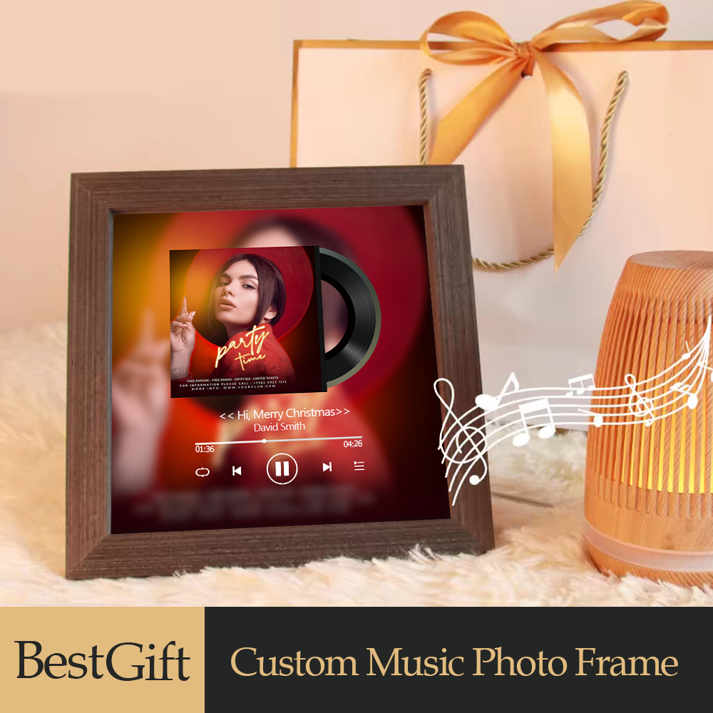 Custom Music Frame with Music Album Cover Vinyl Records or Personalized Photo (Can Play Music)