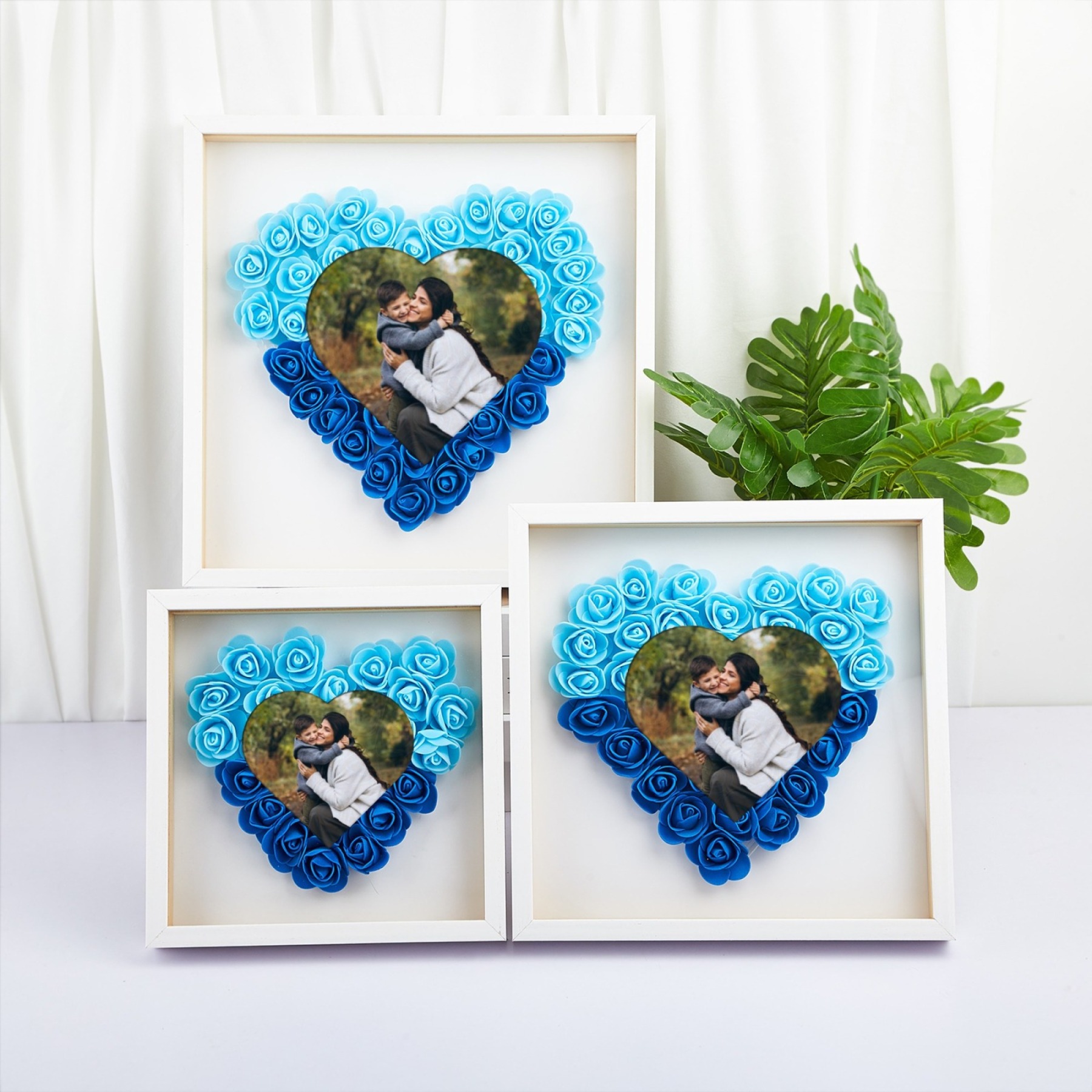 Personalized Heart Photo Flower Shadow Box Rose Frame Mother’s Day Gift for Mom, Grandma, Nana