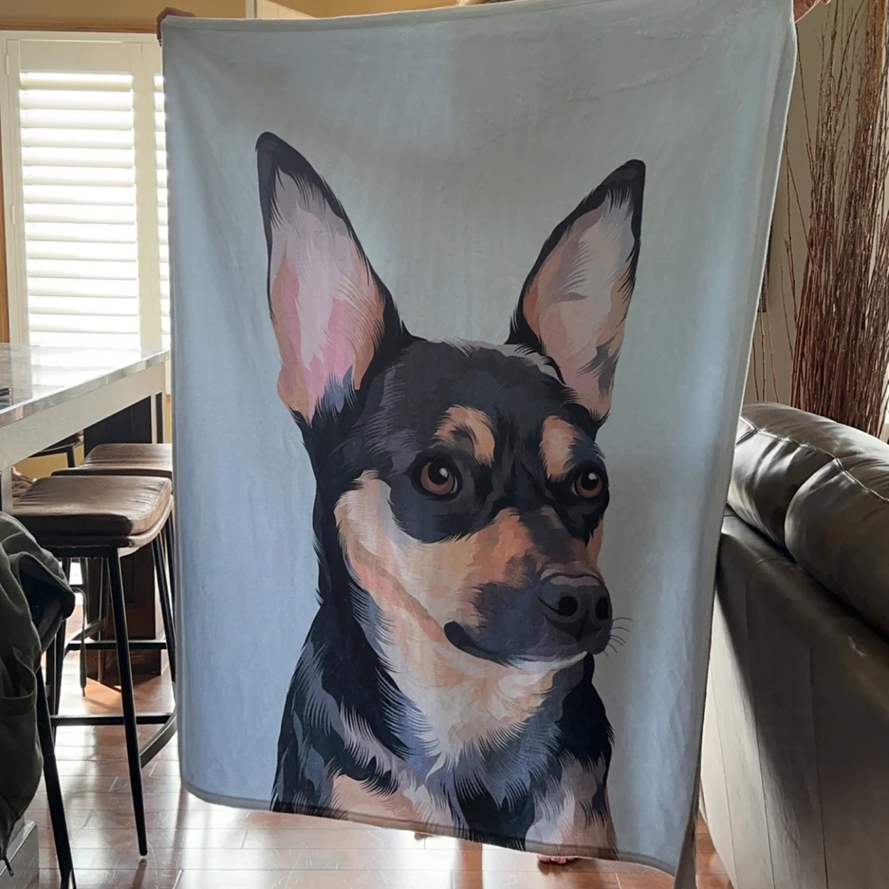 Custom Pet Portrait Blankets from Photo Personalized Dog Picture and Name Blanket Cute Cozy Christmas Gift for Pet Lovers
