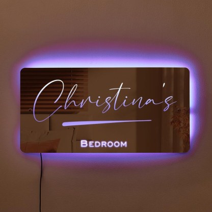 Custom Name Mirror Sign LED Light Up Mirror Christmas Gifts Bedroom Sign Neon Illuminated Light