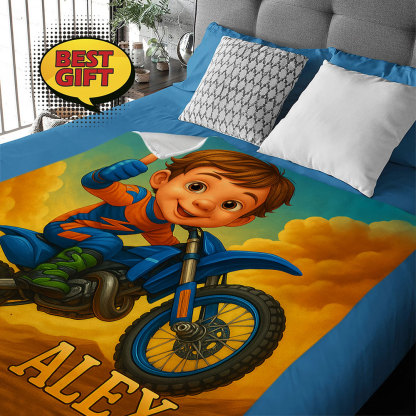 Personalized Sports Kids Blanket with Custom Cartoon Photo and Name Soft Throw for Nap Time or Bedroom