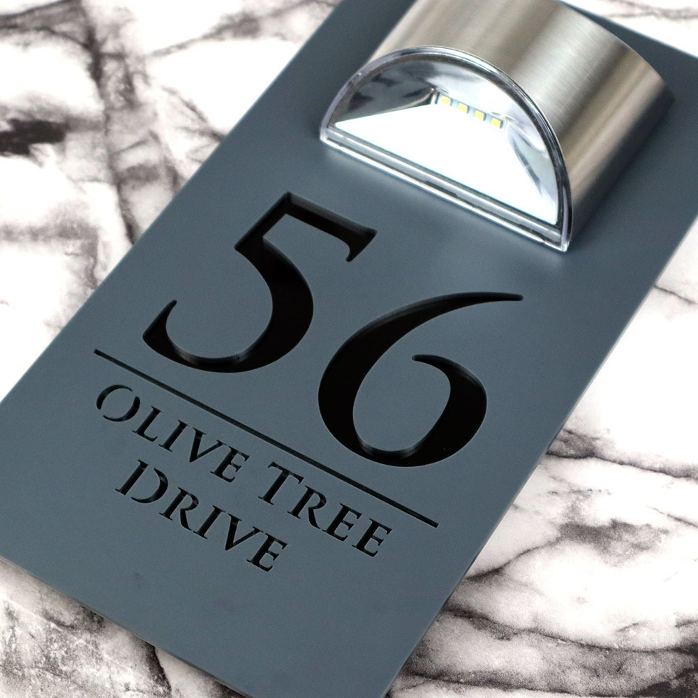 Personalized Solar House Signs Laser Cut Mirror Number Sign with LED Light Waterproof Door Address Plaque House Warming Gifts