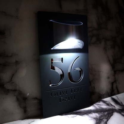 Personalized Solar House Signs Laser Cut Mirror Number Sign with LED Light Waterproof Door Address Plaque House Warming Gifts