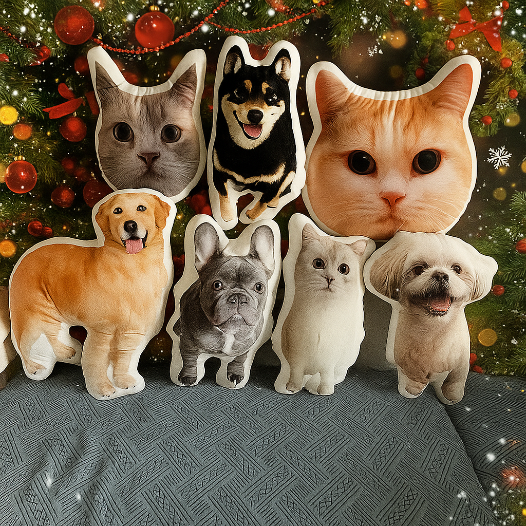 Custom 3D Pet Photo Pillow Personalized Picture Double Sided Printing Pet and Loved Ones Pillow Christmas Gifts