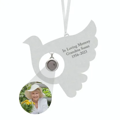 Personalized Photo Projection Memorial Ornament to Remember a Lost Family Member with Text Engraved