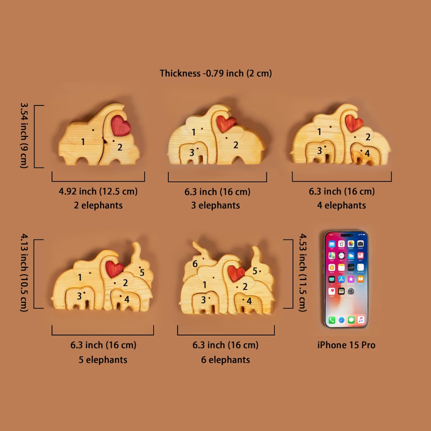 Personalized Wooden Bear Family Name Puzzle Engraved Wooden Custome Animal Family Gift for Parents & Kids