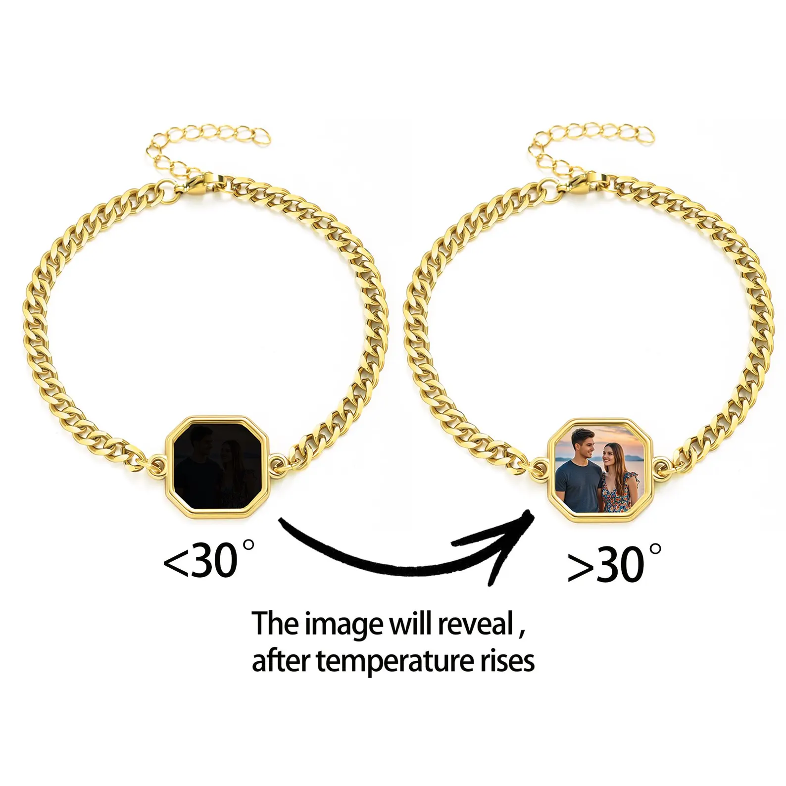 Personalized Heat-Activated Magic Bracelet Custom Thermochromic Photo Hidden Picture Memorial Gift Valentine's Gift