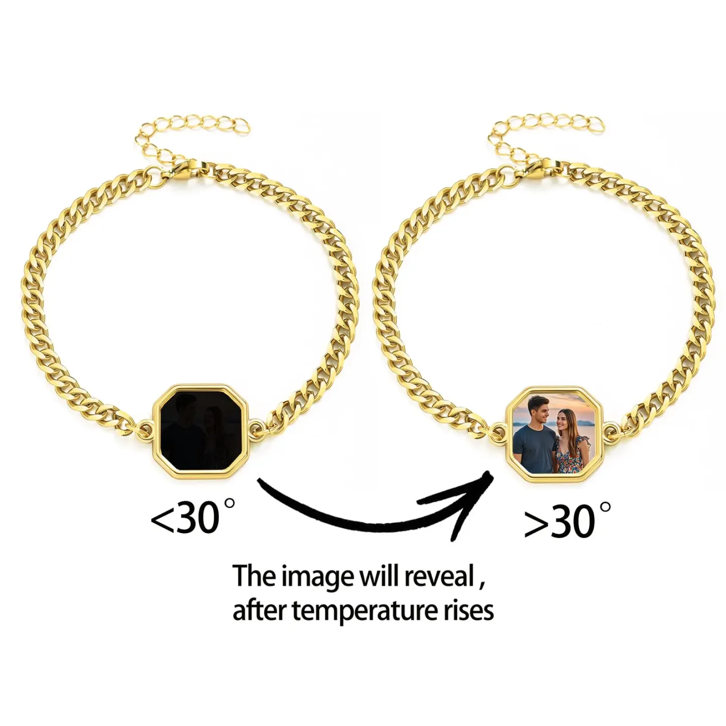 Personalized Heat-Activated Magic Bracelet Custom Thermochromic Photo Hidden Picture Memorial Gift Valentine's Gift