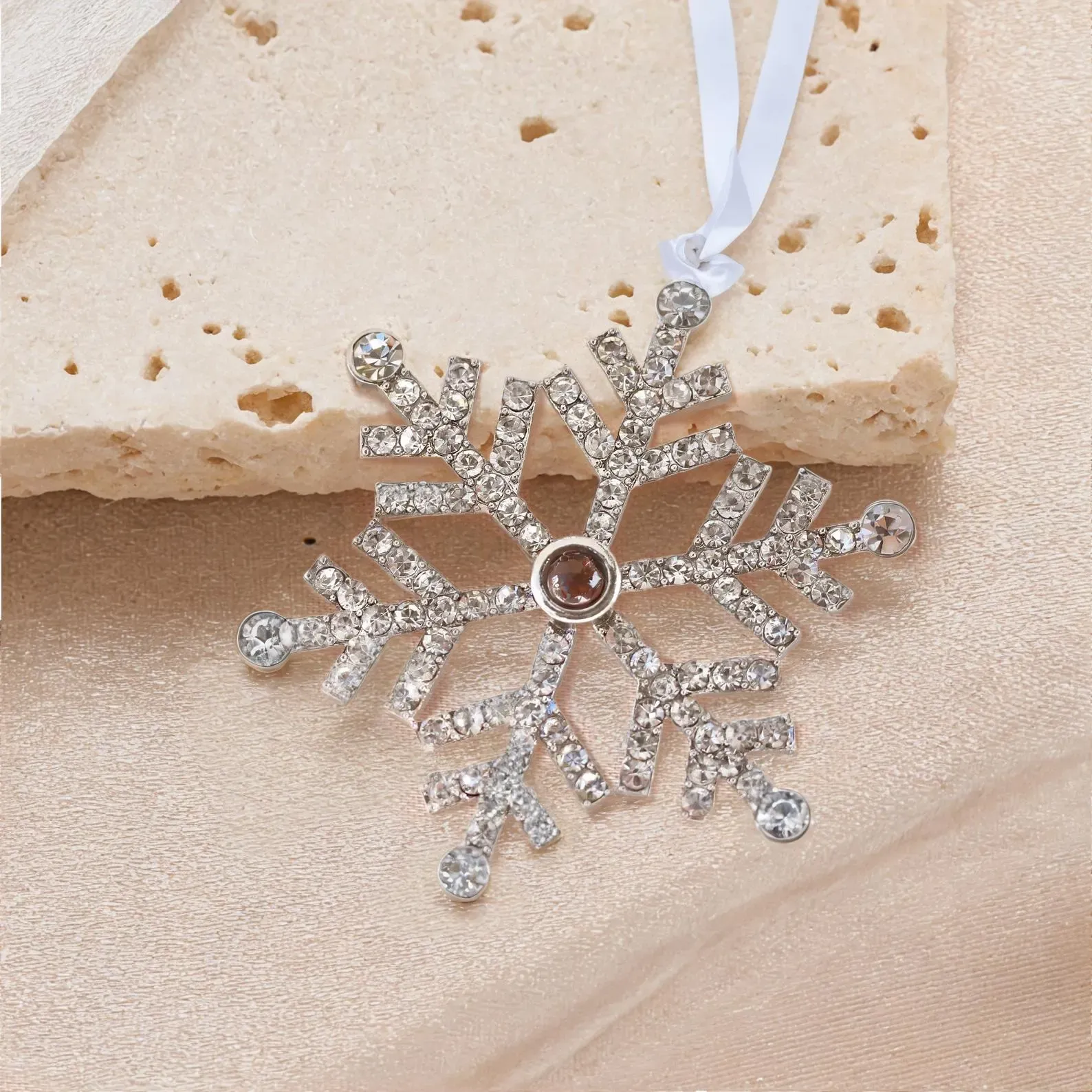 Christmas Photo Ornament with Picture for Christmas Tree Custom Projection Drop Snow Pendant