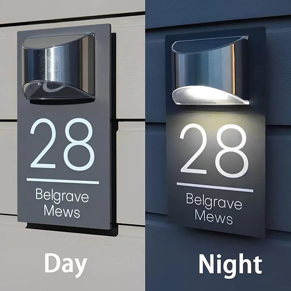 Custom House Signs with Solar LED Light Door Number Plaque Home Address Signs House Warming Gift