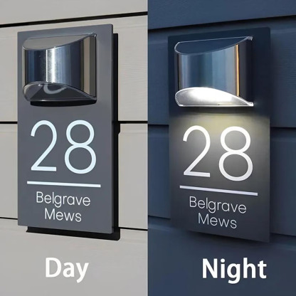 Custom House Signs with Solar LED Light Door Number Plaque Home Address Signs House Warming Gift