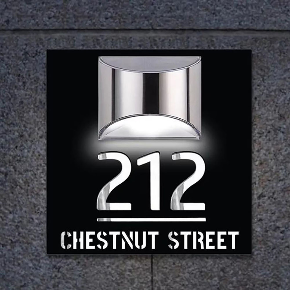 Custom Number and Address Solar LED Address Sign Weatherproof Door Number Plaque for House Front Yard Wall Gate Outdoor Display