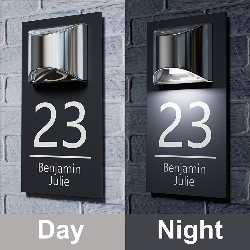 Custom House Signs with Solar LED Light Door Number Plaque Home Addres