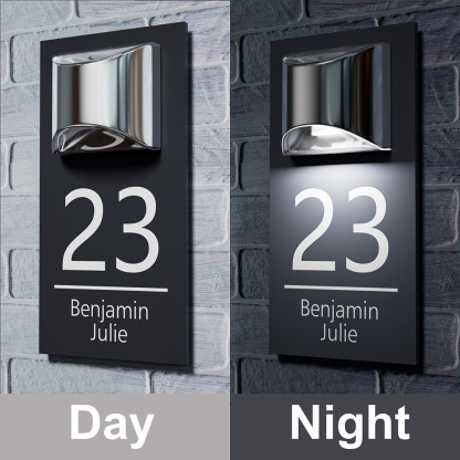 Custom House Signs with Solar LED Light Door Number Plaque Home Address Signs House Warming Gift