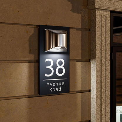Custom House Signs with Solar LED Light Door Number Plaque Home Address Signs House Warming Gift