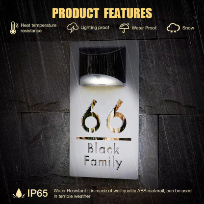 Custom House Signs with Solar LED Light Door Number Plaque Home Address Signs House Warming Gift