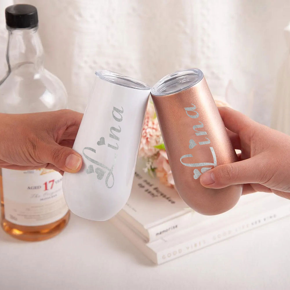 Personalized Name Bridesmaids Champagne Flute Tumbler Bachelorette Stainless Flute Wine Glass Bridesmaids Gift for Her